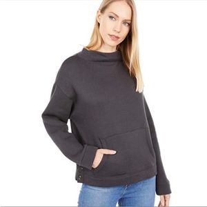 Madewell Better Terry Mockneck Side-Button Sweatshirt Dark Grey Sweatshirt Sz S